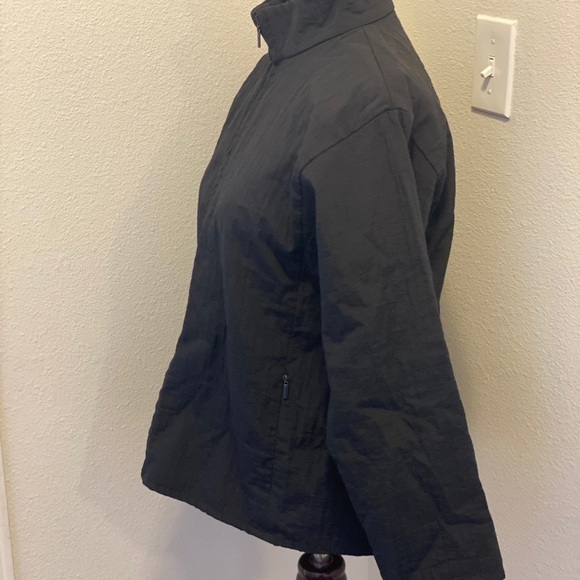 Eileen Fisher Black Nylon Jacket Zip Up Oversized - Picture 2 of 5